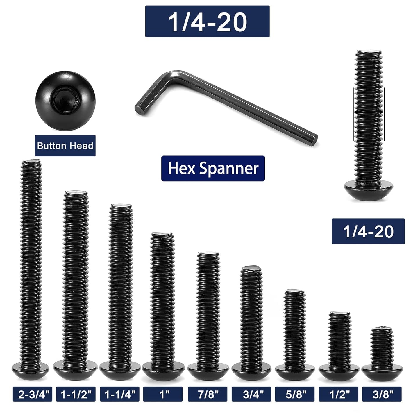 Button head socket cap bolts 20 pack — view 4