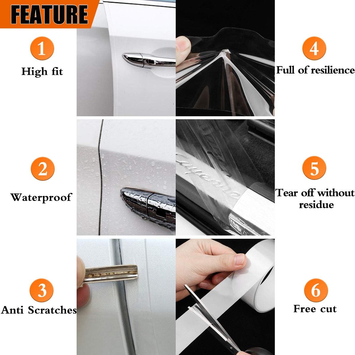 Transparent car door edge guard strip 33ft — view 3