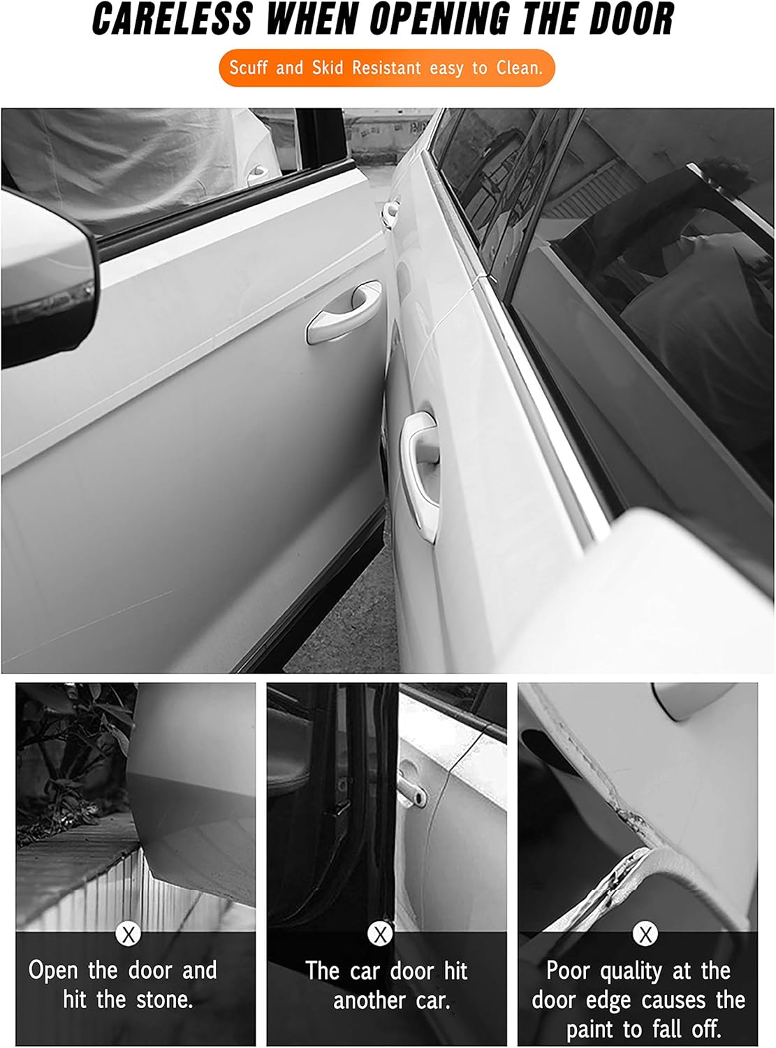 Transparent car door edge guard strip 33ft — view 5