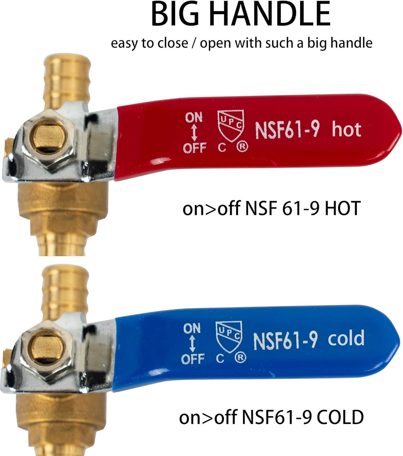 1/2 inch PEX brass shut off ball valve 2 pack — view 3