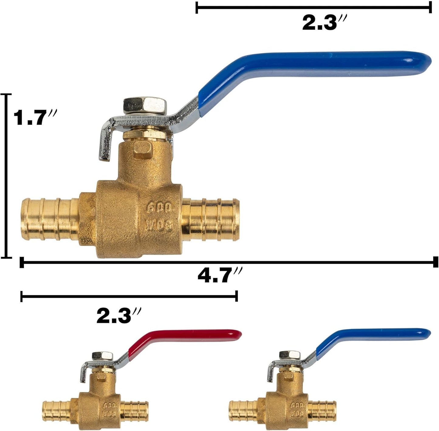 1/2 inch PEX brass shut off ball valve 2 pack — view 5