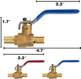 1/2 inch PEX brass shut off ball valve 2 pack — view 5