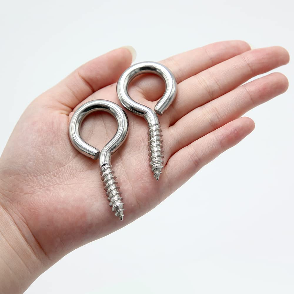 M6 stainless steel screw eye hooks 6 pack — view 6