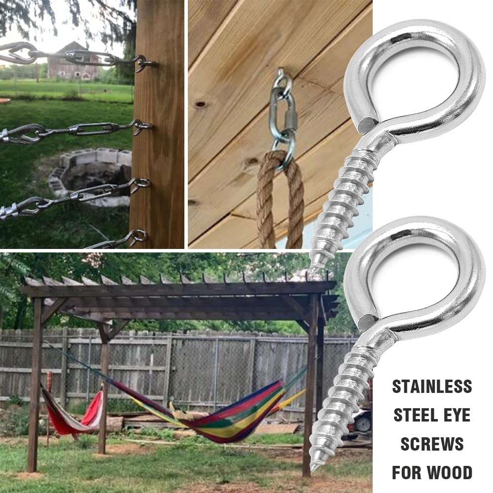 M6 stainless steel screw eye hooks 6 pack — view 9