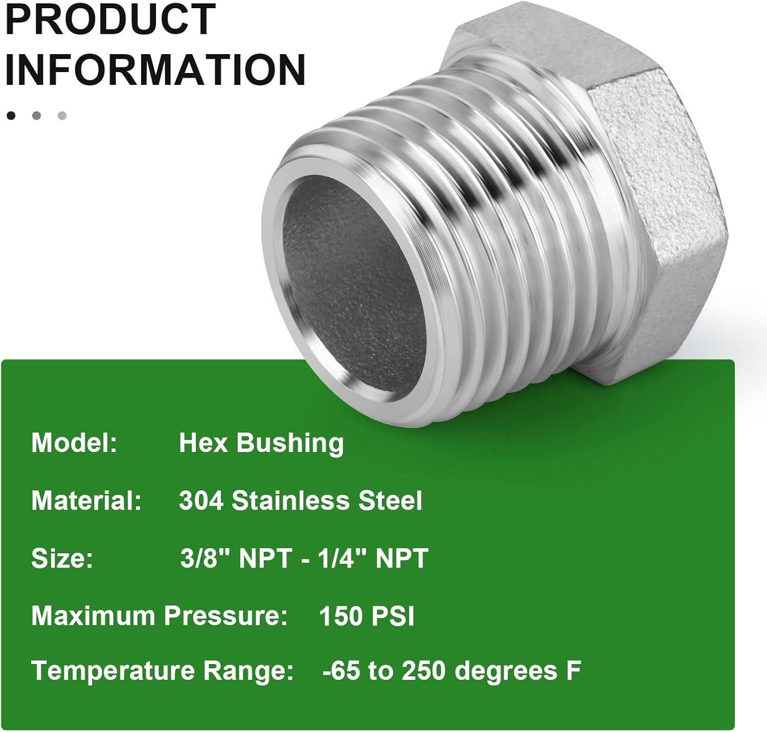 Stainless steel reducer hex bushing 10 pack — view 7