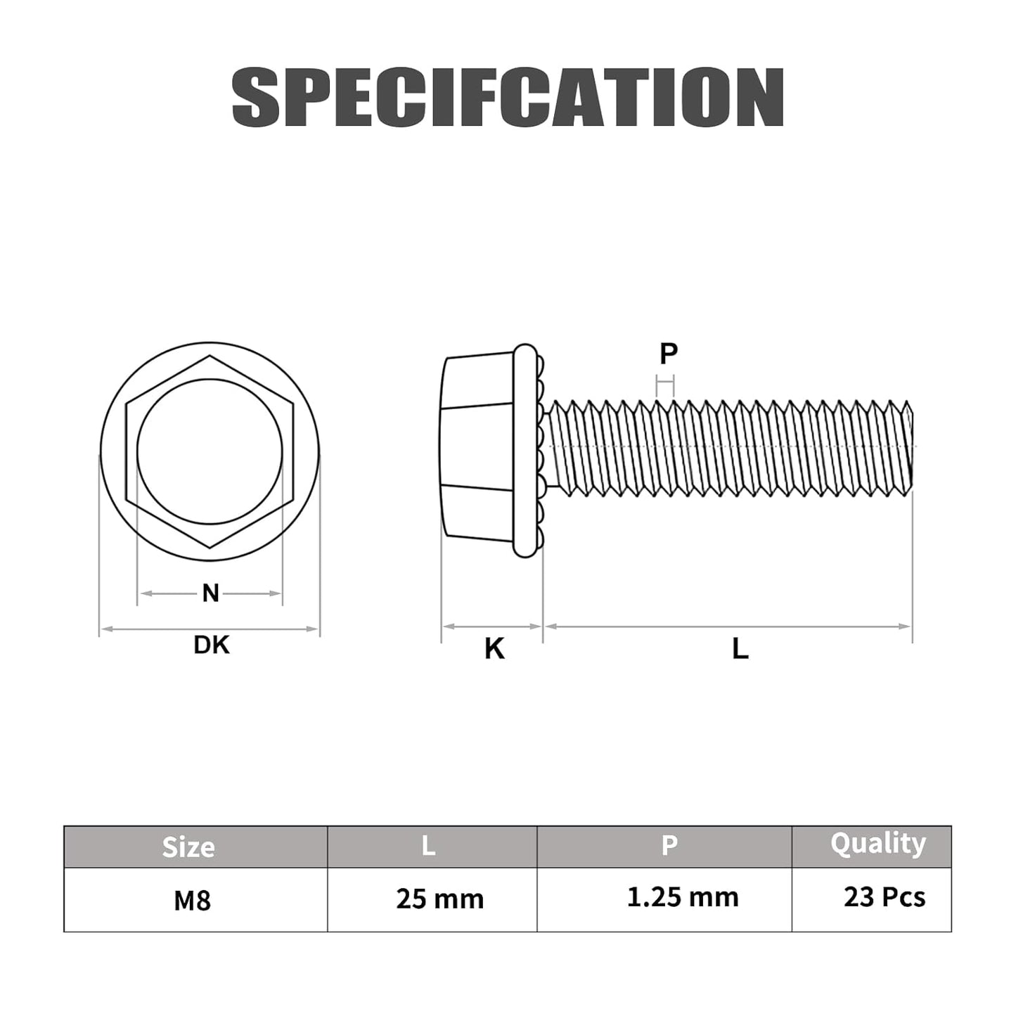 M8 flanged hex head bolts 23 pack — view 7