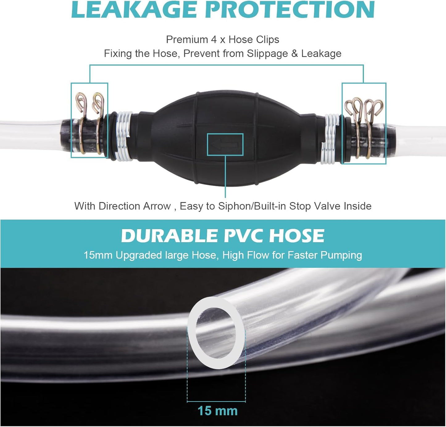 Manual gas siphon hose pump — view 3