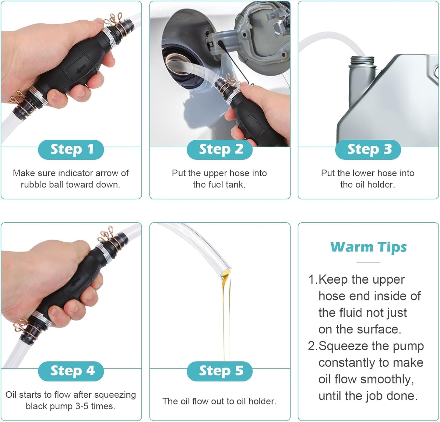 Manual gas siphon hose pump — view 5