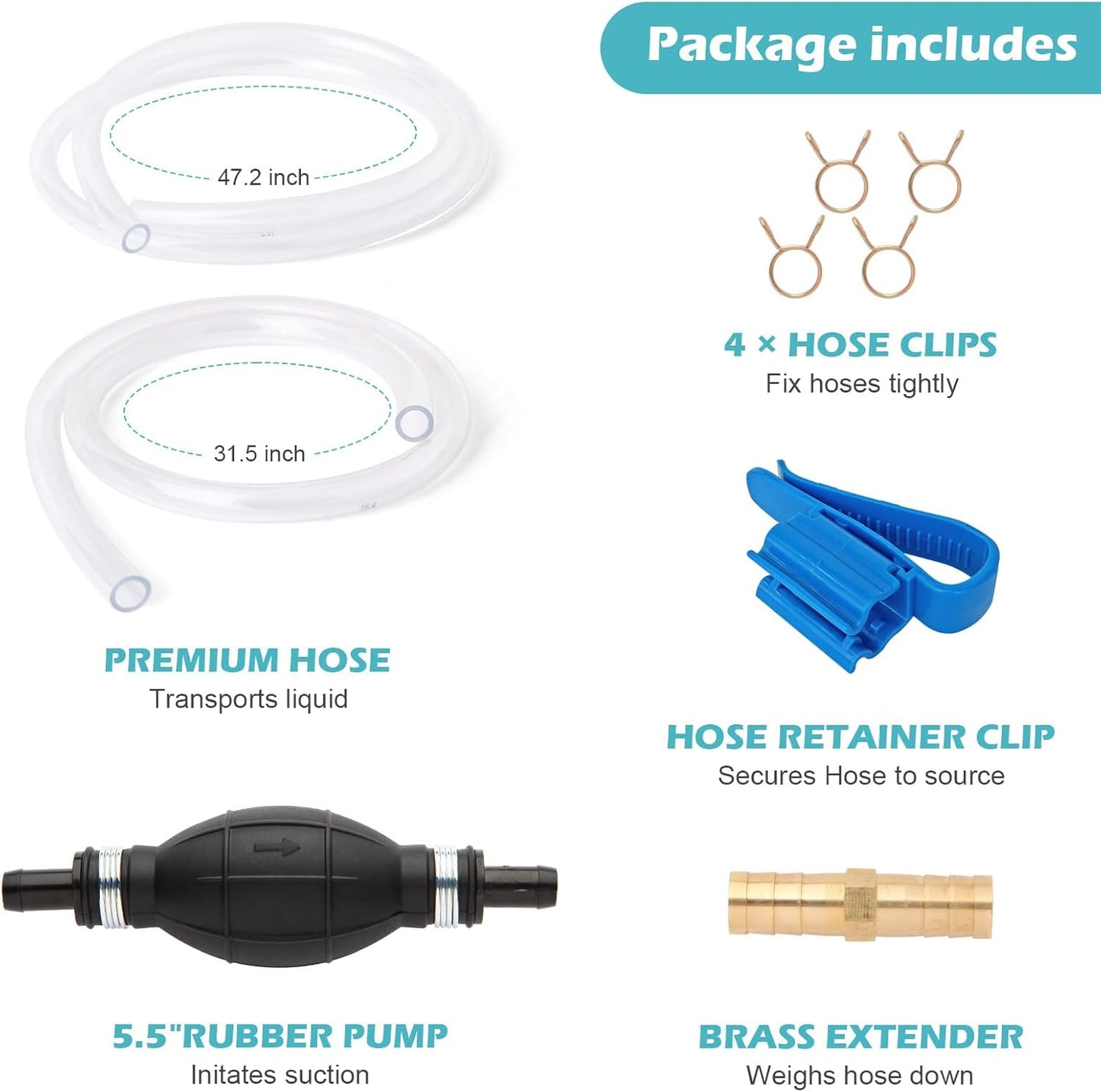 Manual gas siphon hose pump — view 9