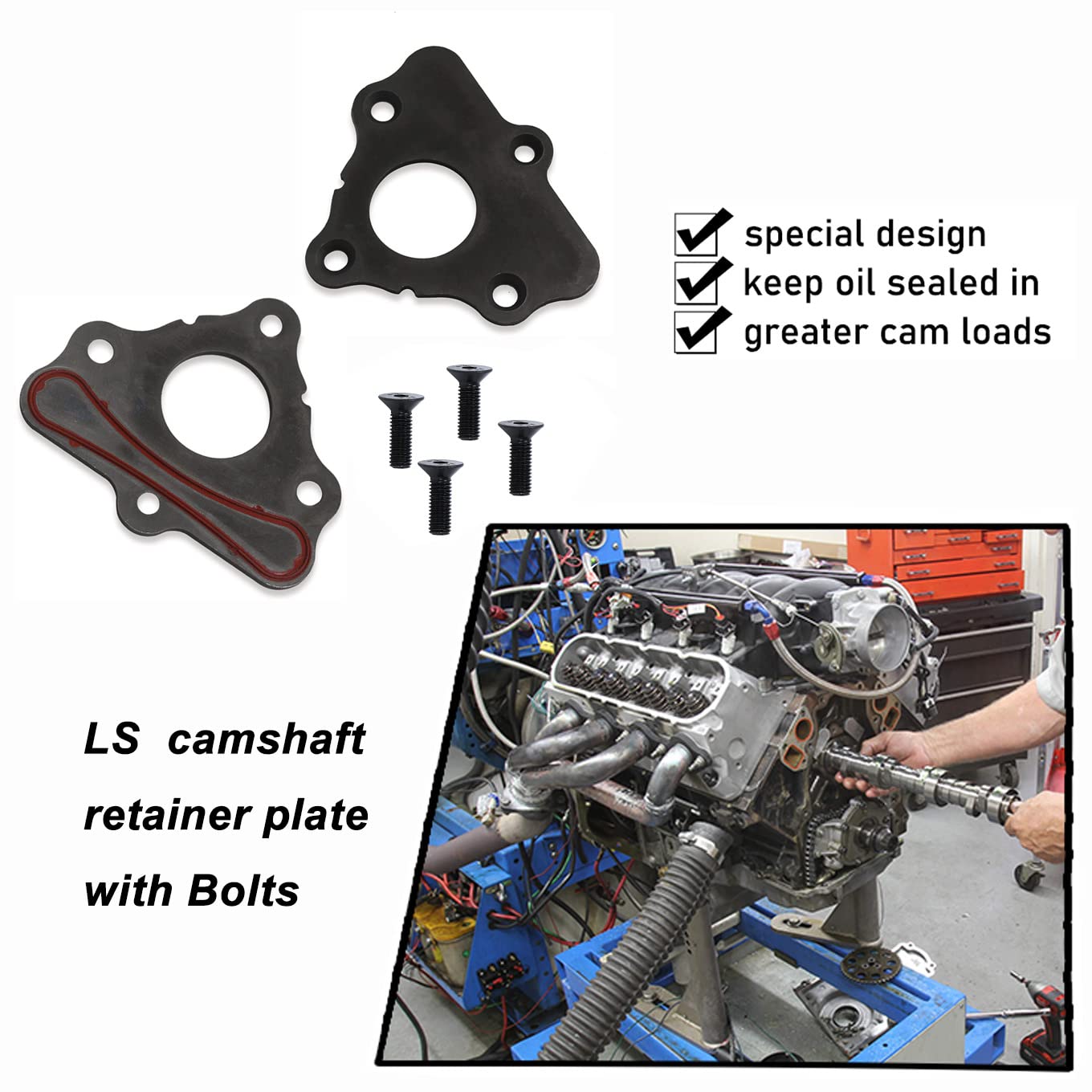 LS engine camshaft retainer plate gasket kit — view 4