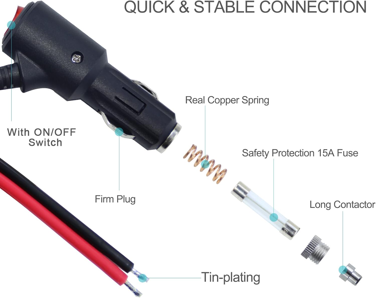 12V cigarette lighter male plug 15amp — view 9