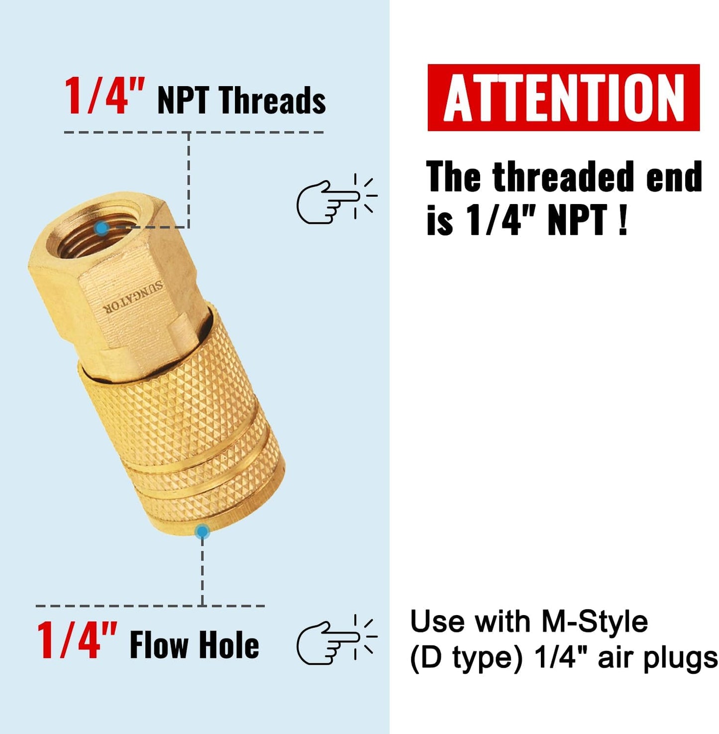 1/4'' Air Hose fittings, 10-Pack Brass — view 4