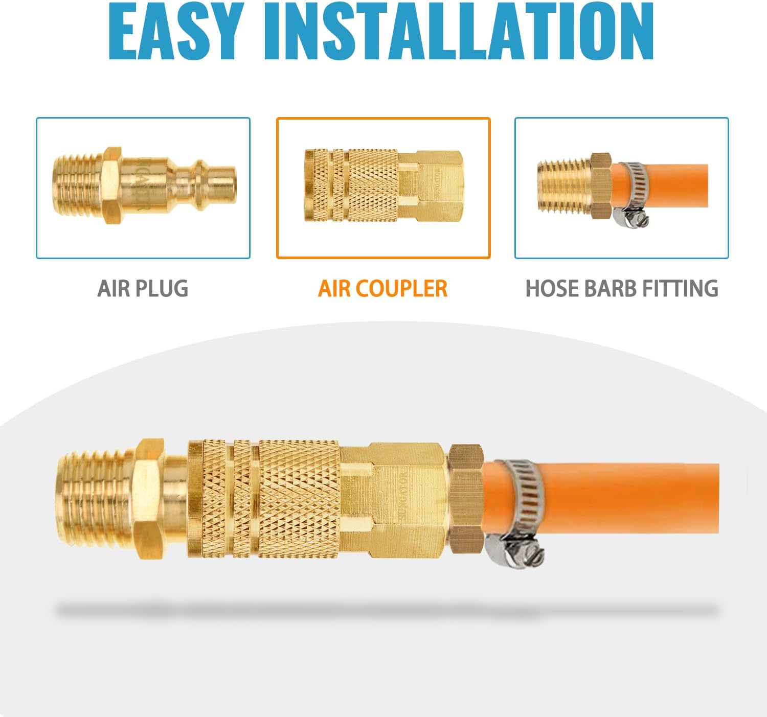 1/4'' Air Hose fittings, 10-Pack Brass — view 6