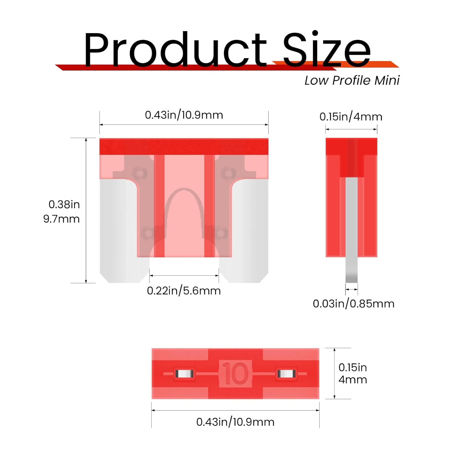 10 amp low profile mini car fuses 25 pack — view 4