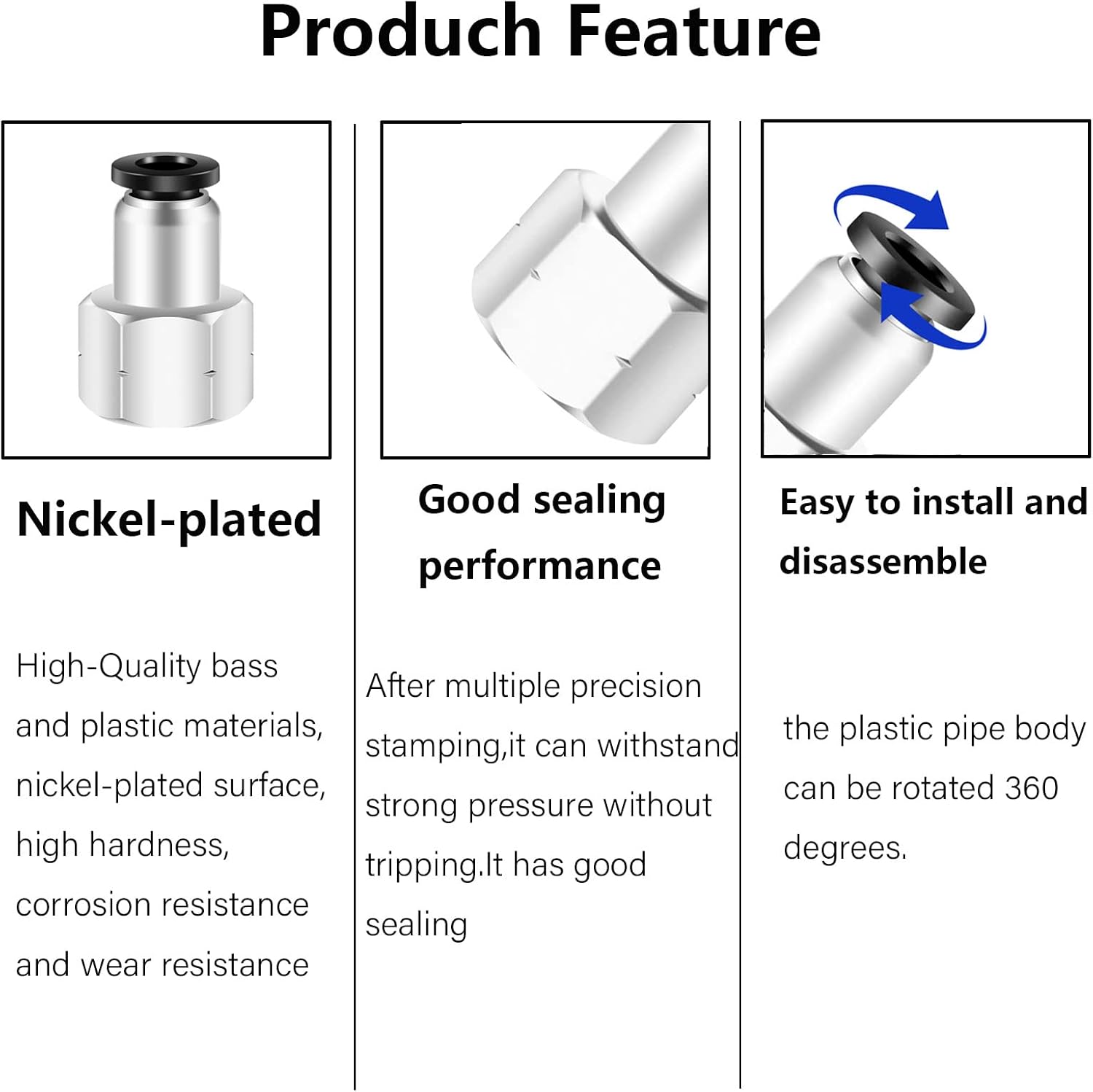 3/8 NPT push connect air fittings 5 pack — view 4