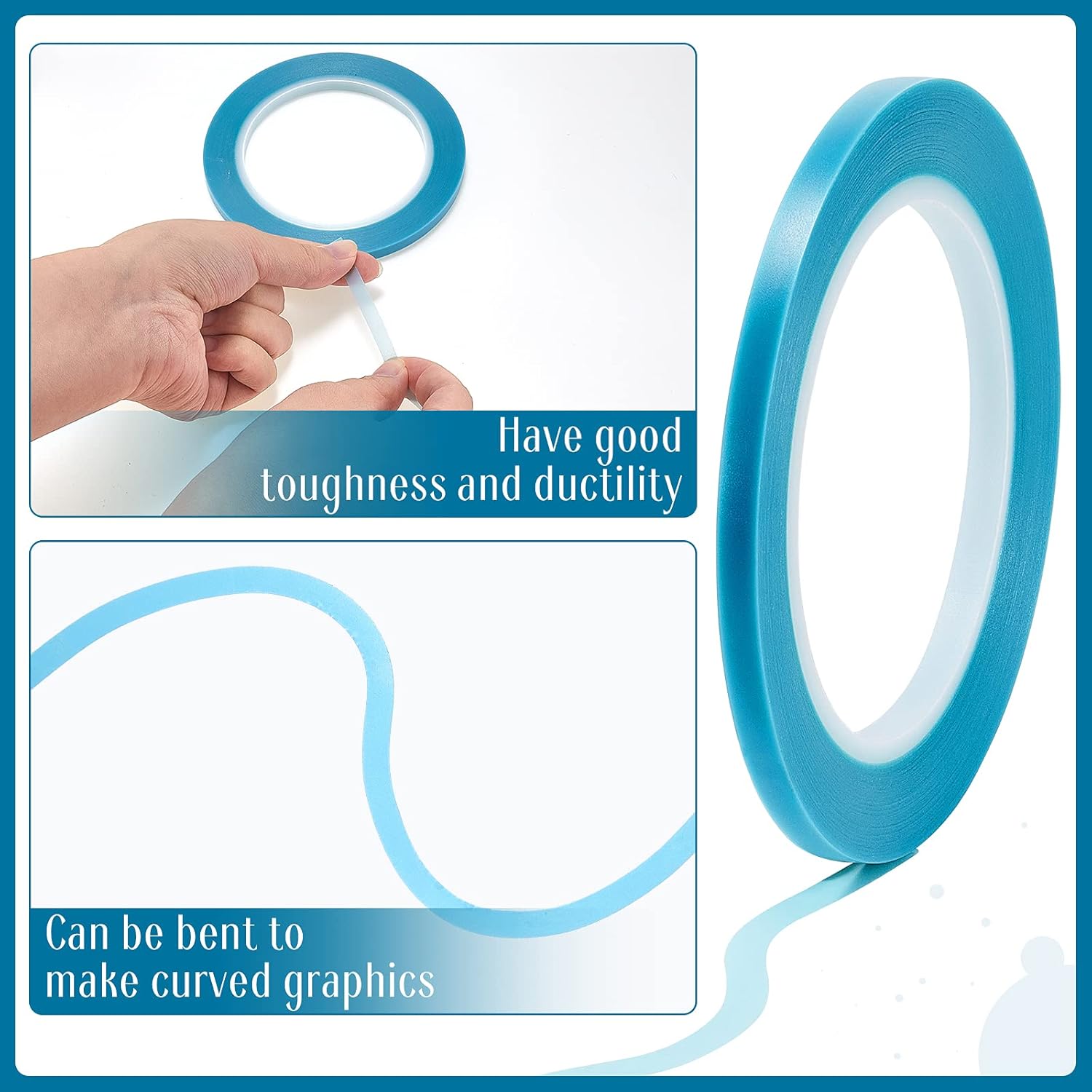 Automotive vinyl masking tape 5 rolls blue — view 4