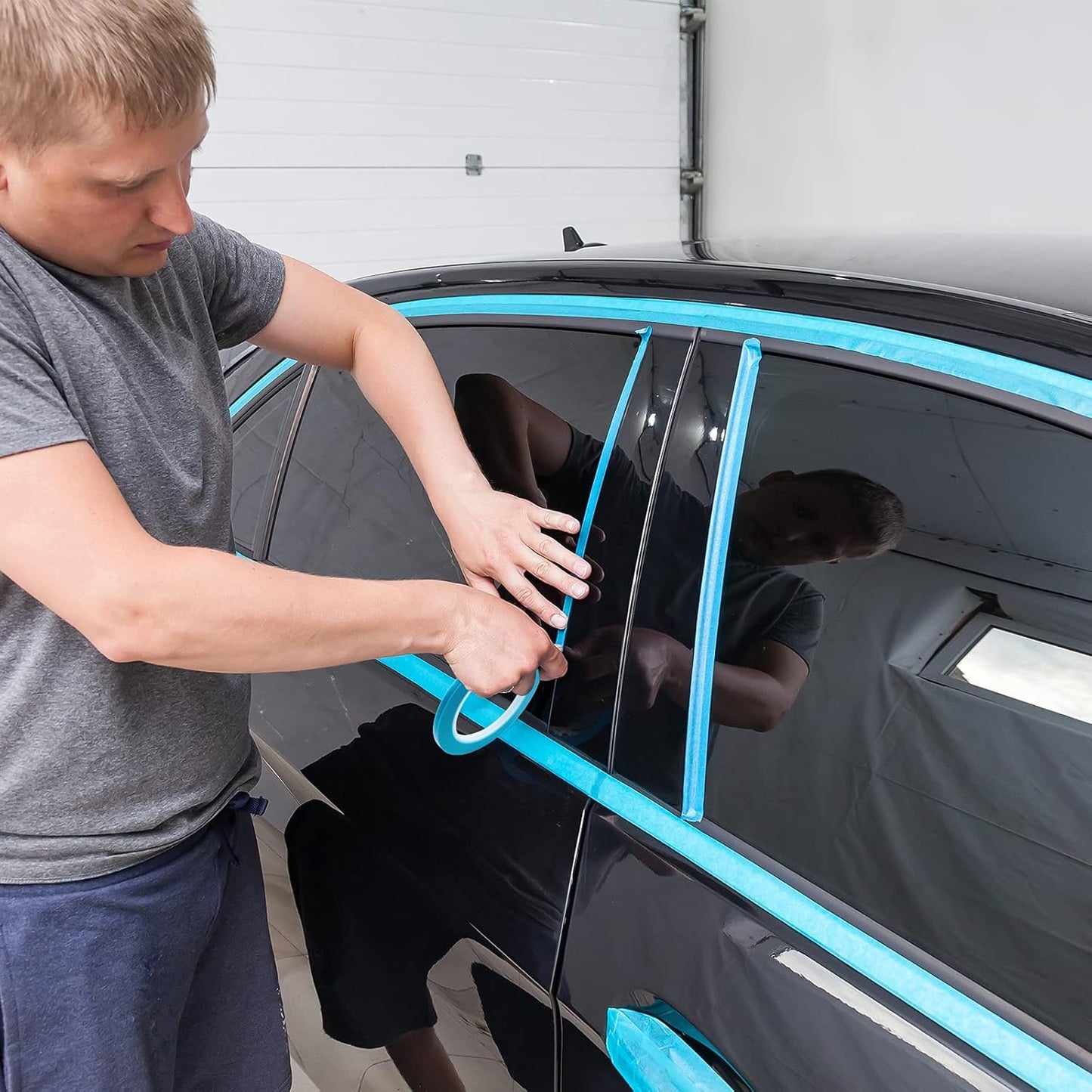 Automotive vinyl masking tape 5 rolls blue — view 6