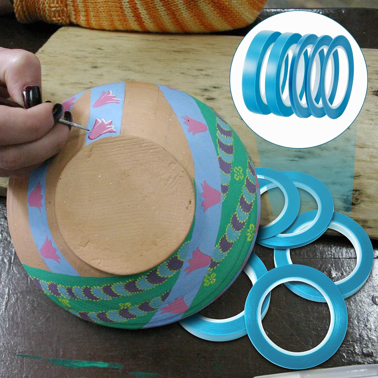 Automotive vinyl masking tape 5 rolls blue — view 8