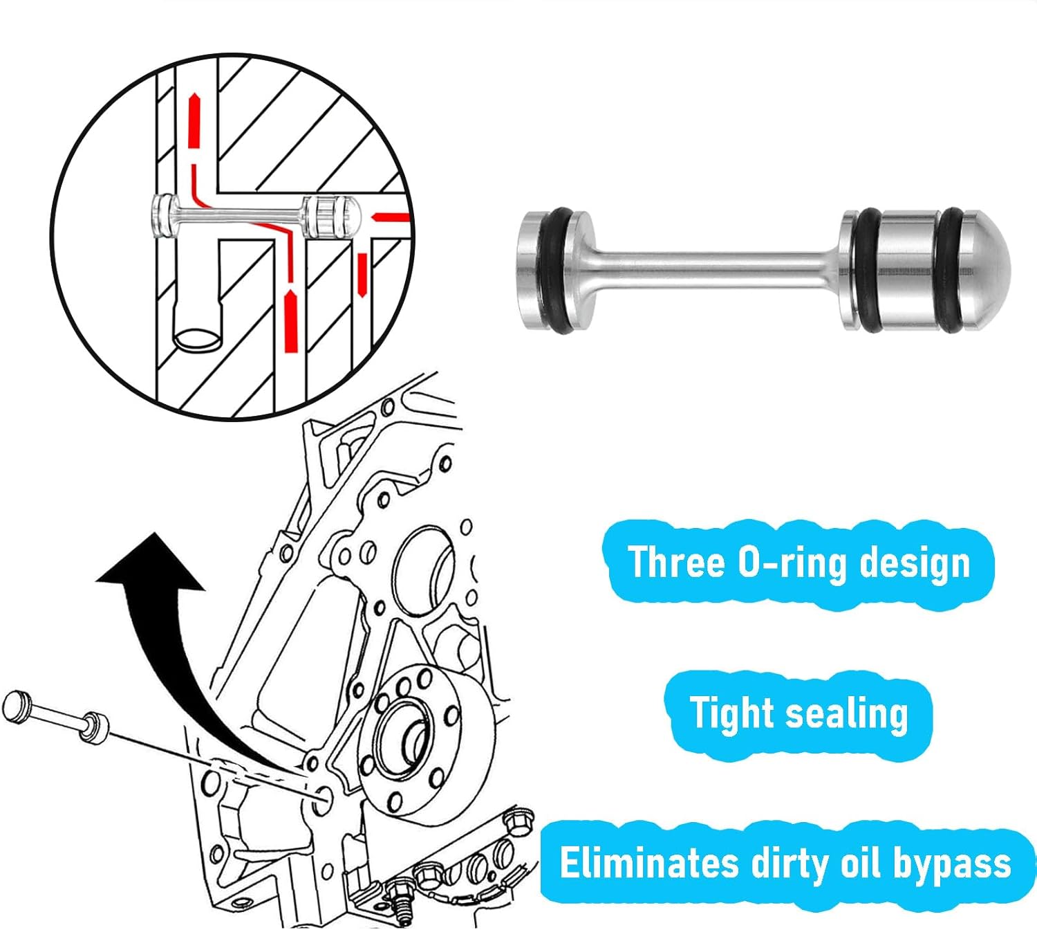 LS billet galley plug oil diverter aluminium — view 4