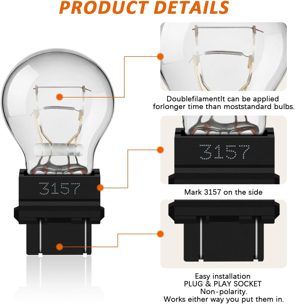 3157 tail/brake light bulb/Turn Signal Bulbs, — view 3