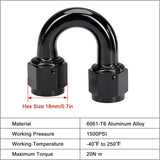 6AN 180 degree swivel coupler fitting black — view 3