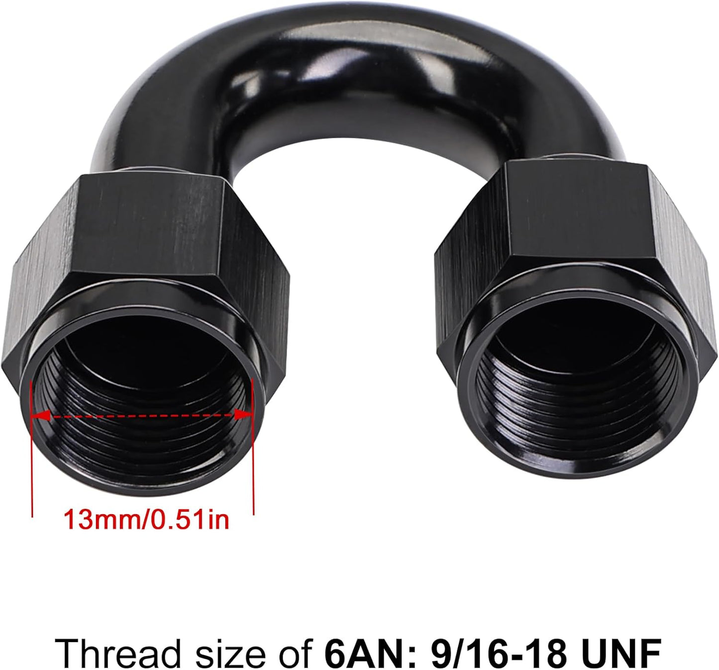 6AN 180 degree swivel coupler fitting black — view 4