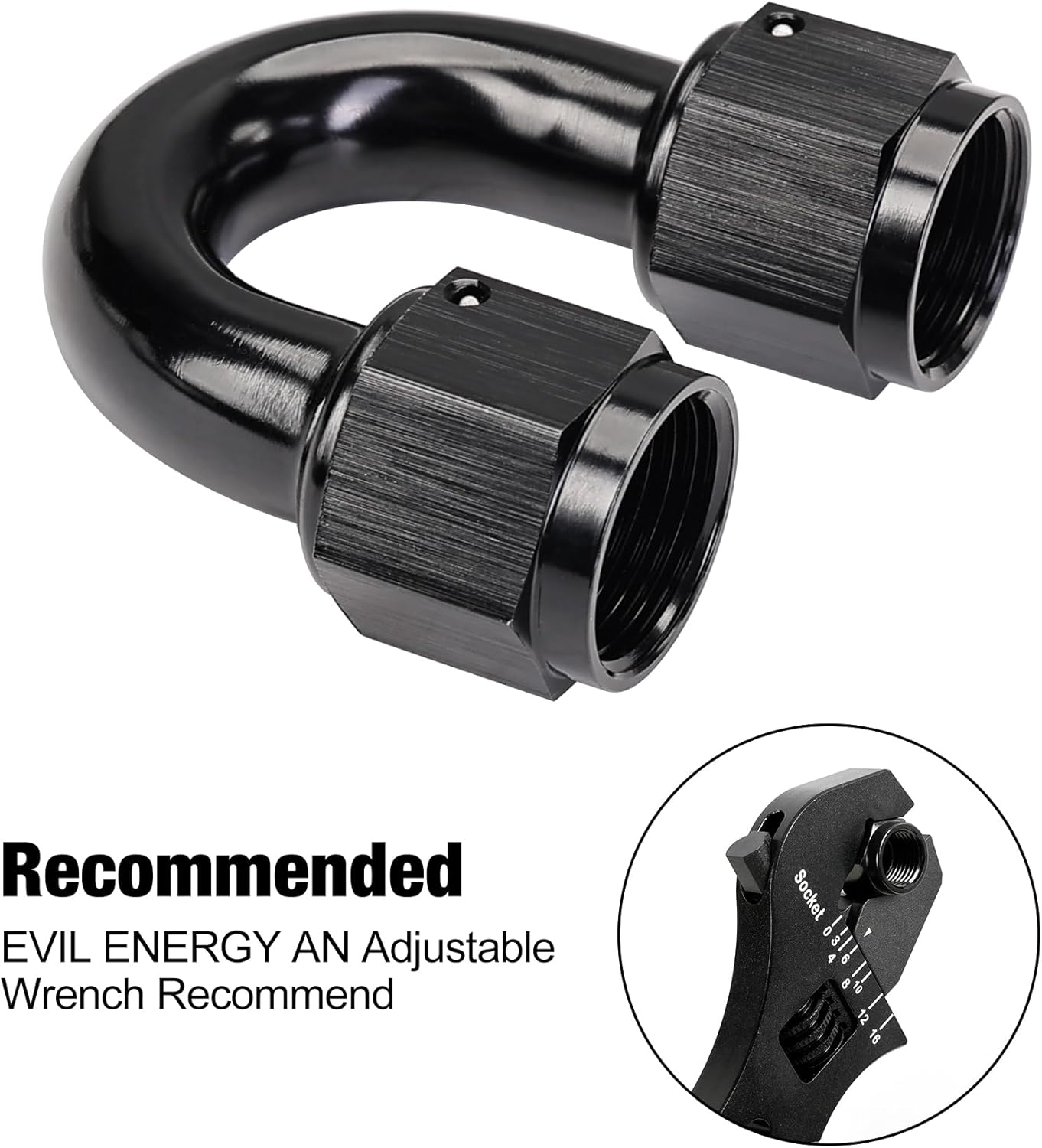 6AN 180 degree swivel coupler fitting black — view 5