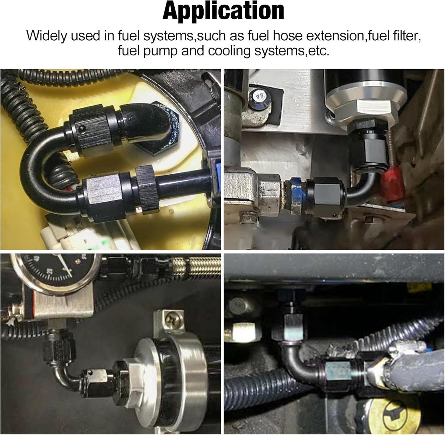6AN 180 degree swivel coupler fitting black — view 6