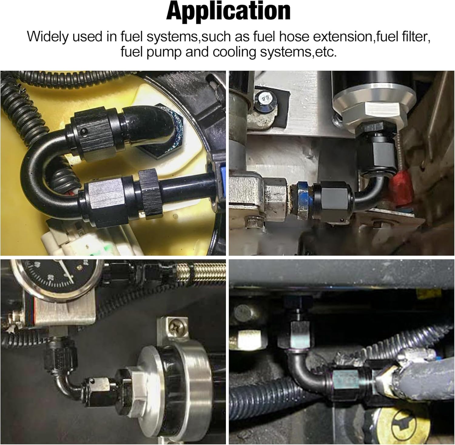 6AN 180 degree swivel coupler fitting black — view 6
