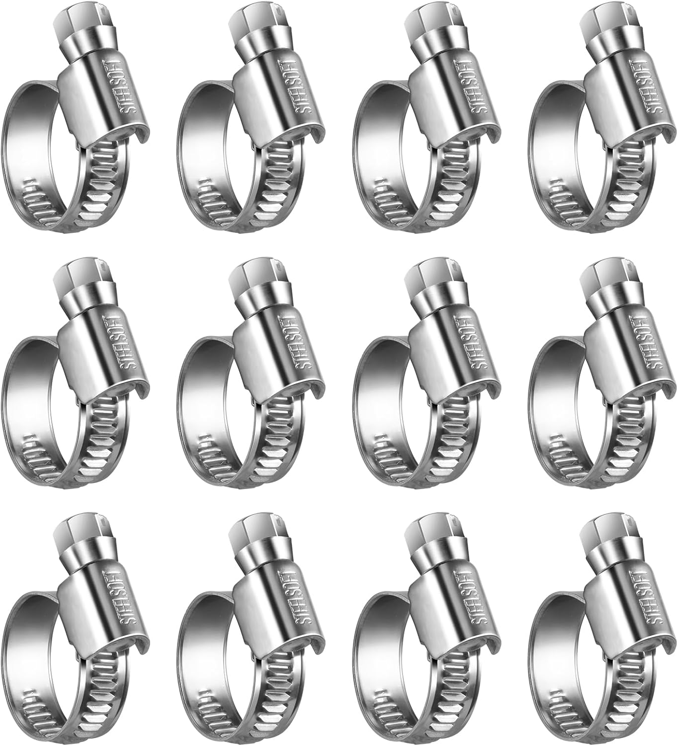 Worm gear hose clamps stainless steel 12 pack — view 2