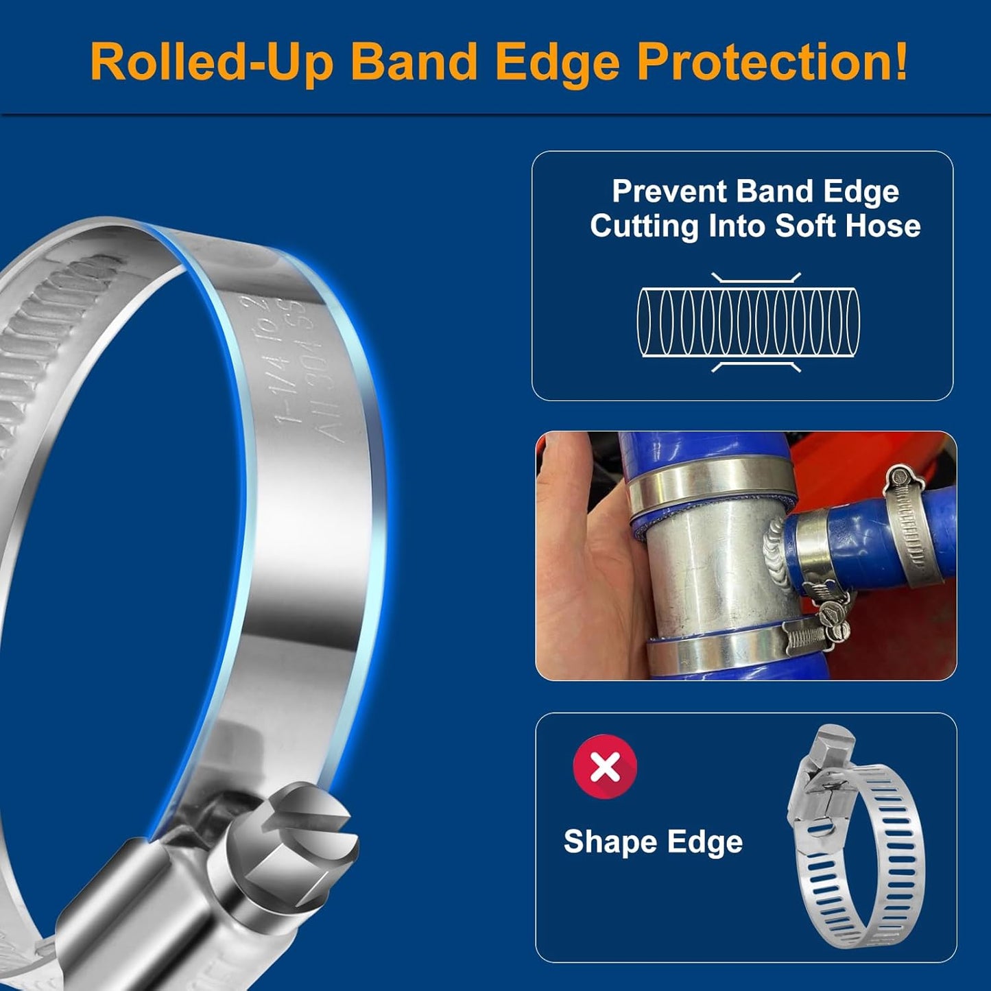 Worm gear hose clamps stainless steel 12 pack — view 5