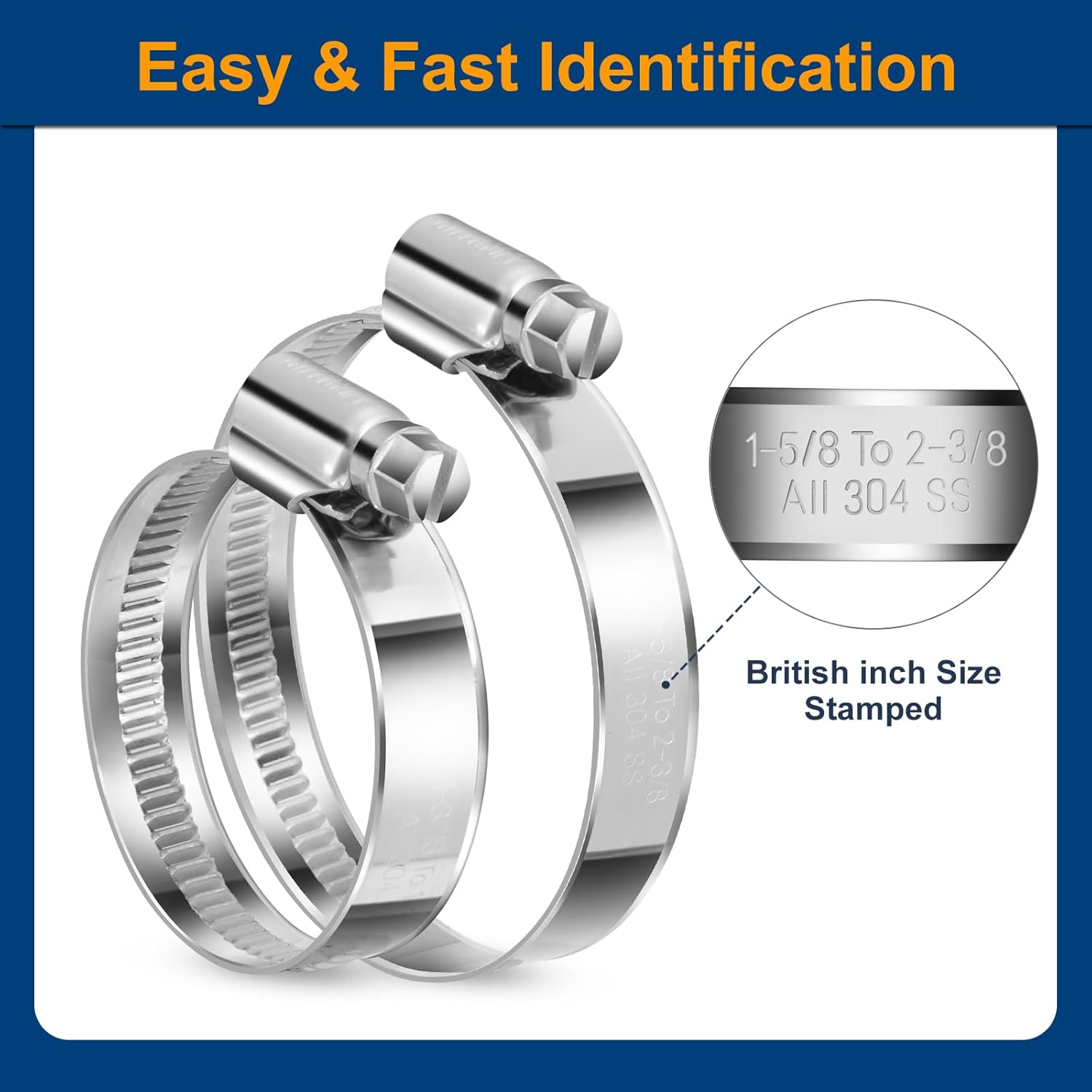 Worm gear hose clamps stainless steel 12 pack — view 7