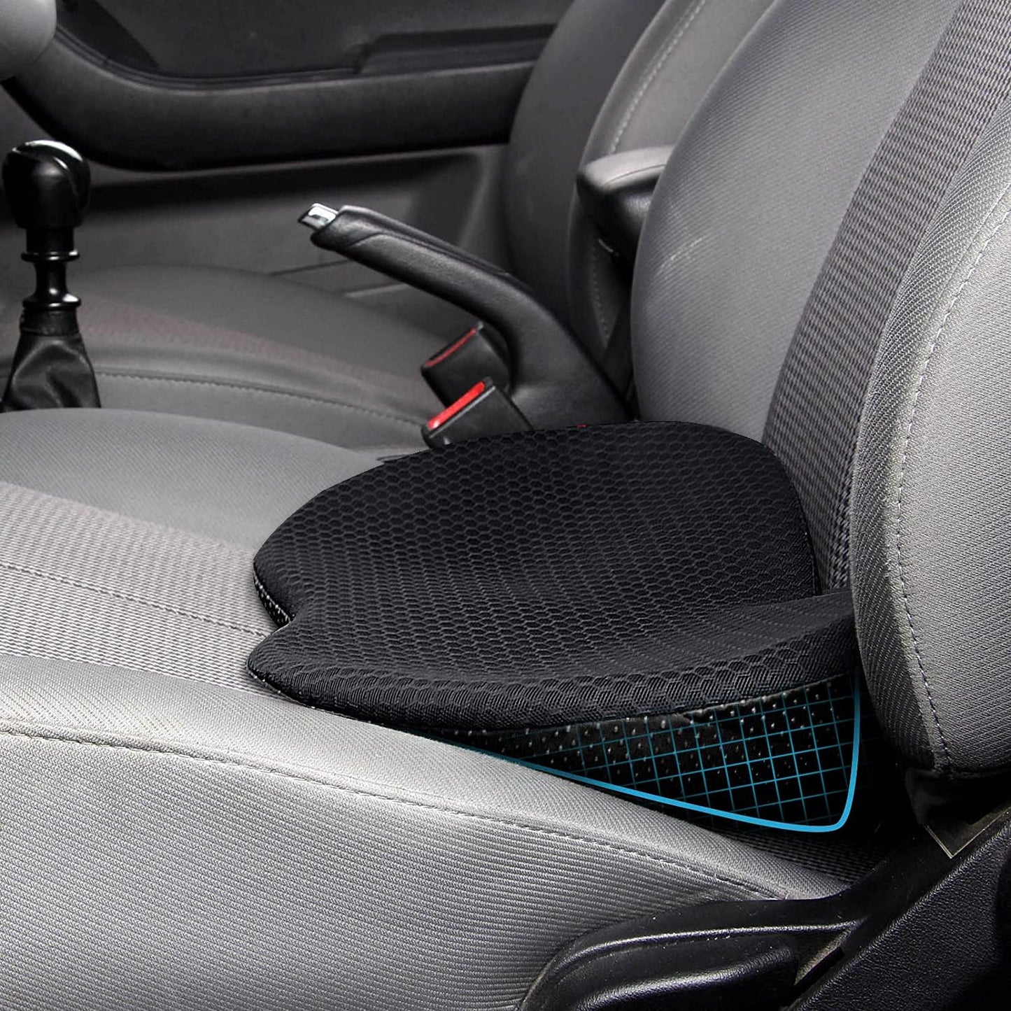 Memory foam car seat cushion black — view 2
