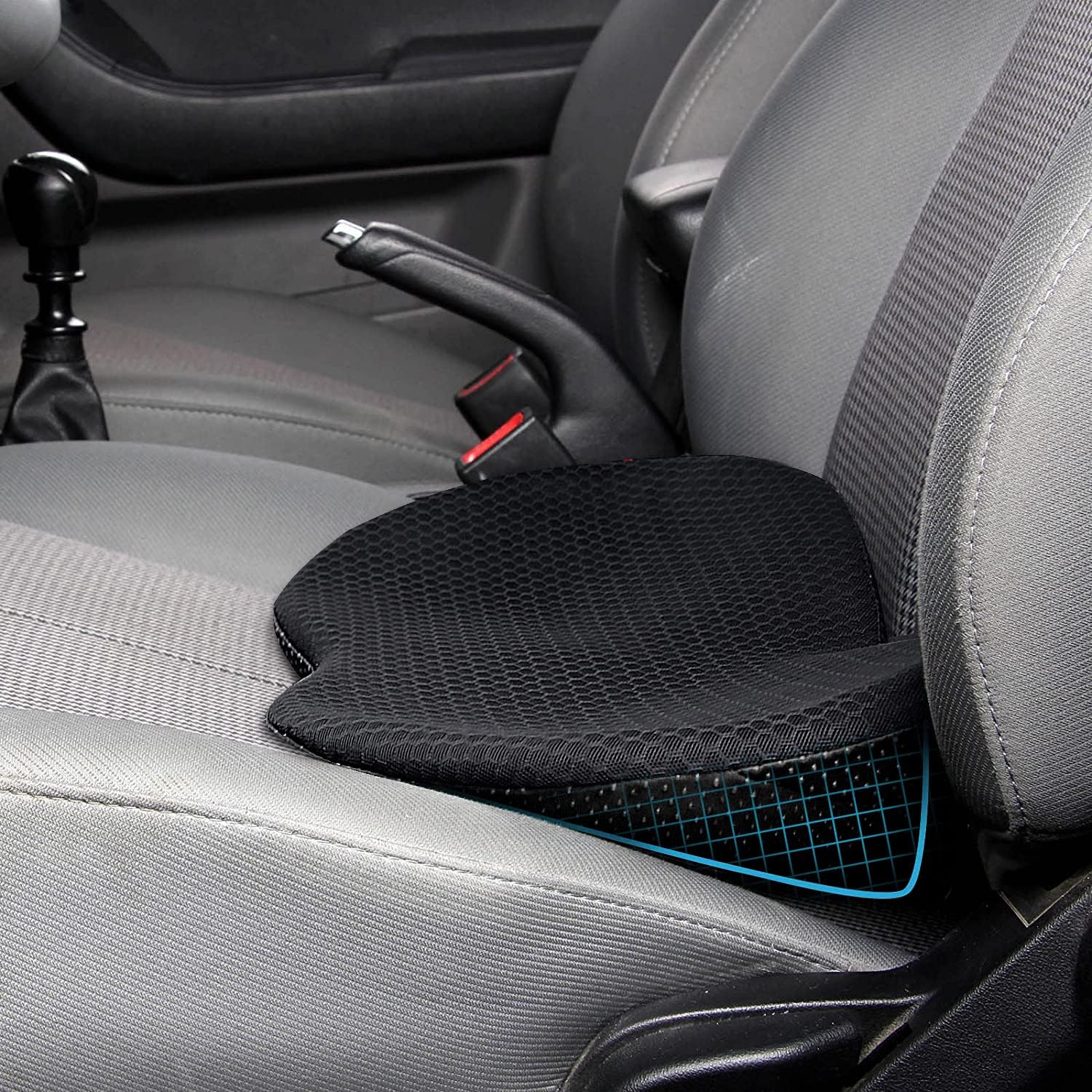 Memory foam car seat cushion black — view 2
