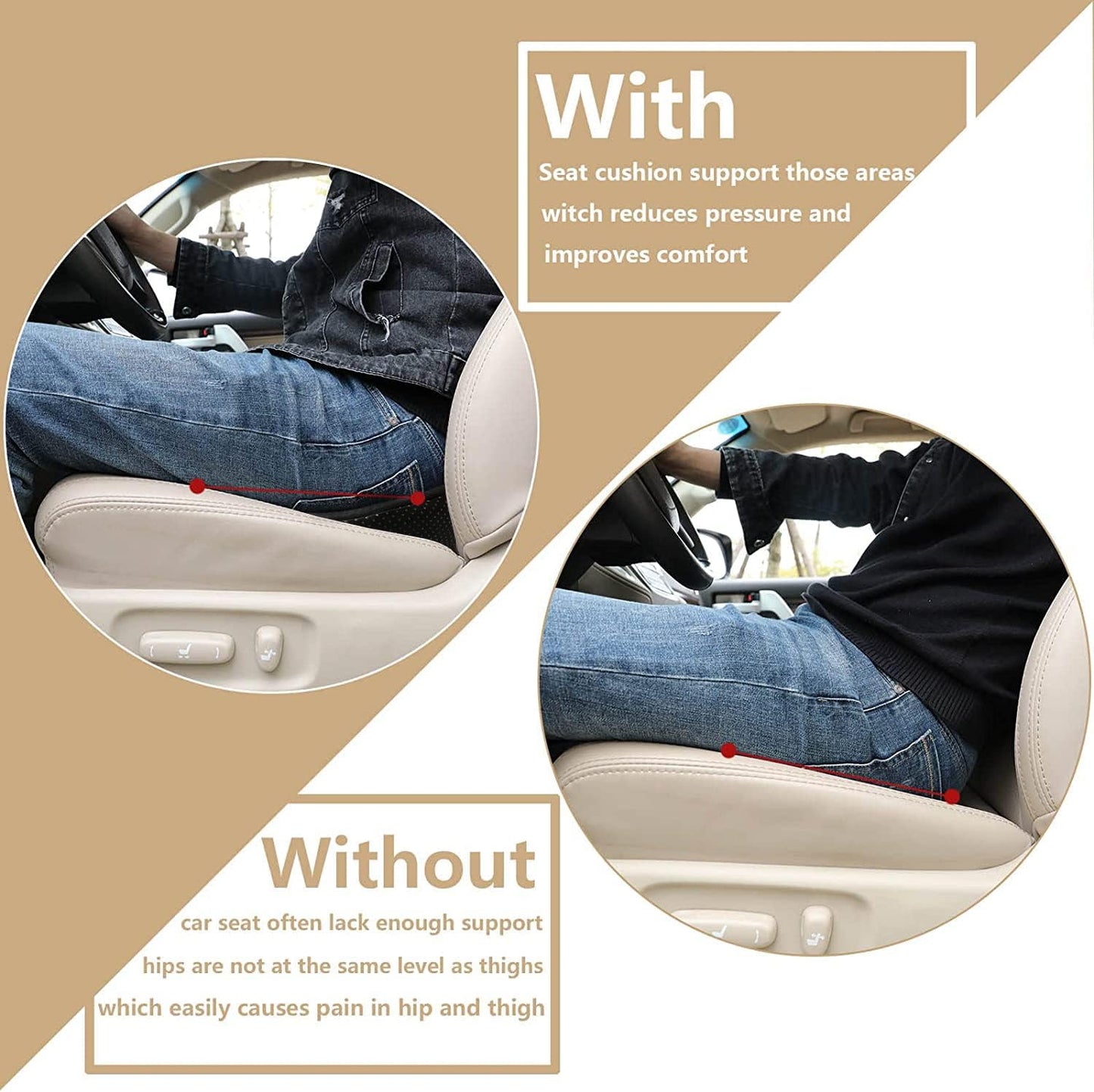 Memory foam car seat cushion black — view 4