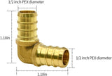 1/2 inch PEX brass elbow fittings 10 pack — view 4