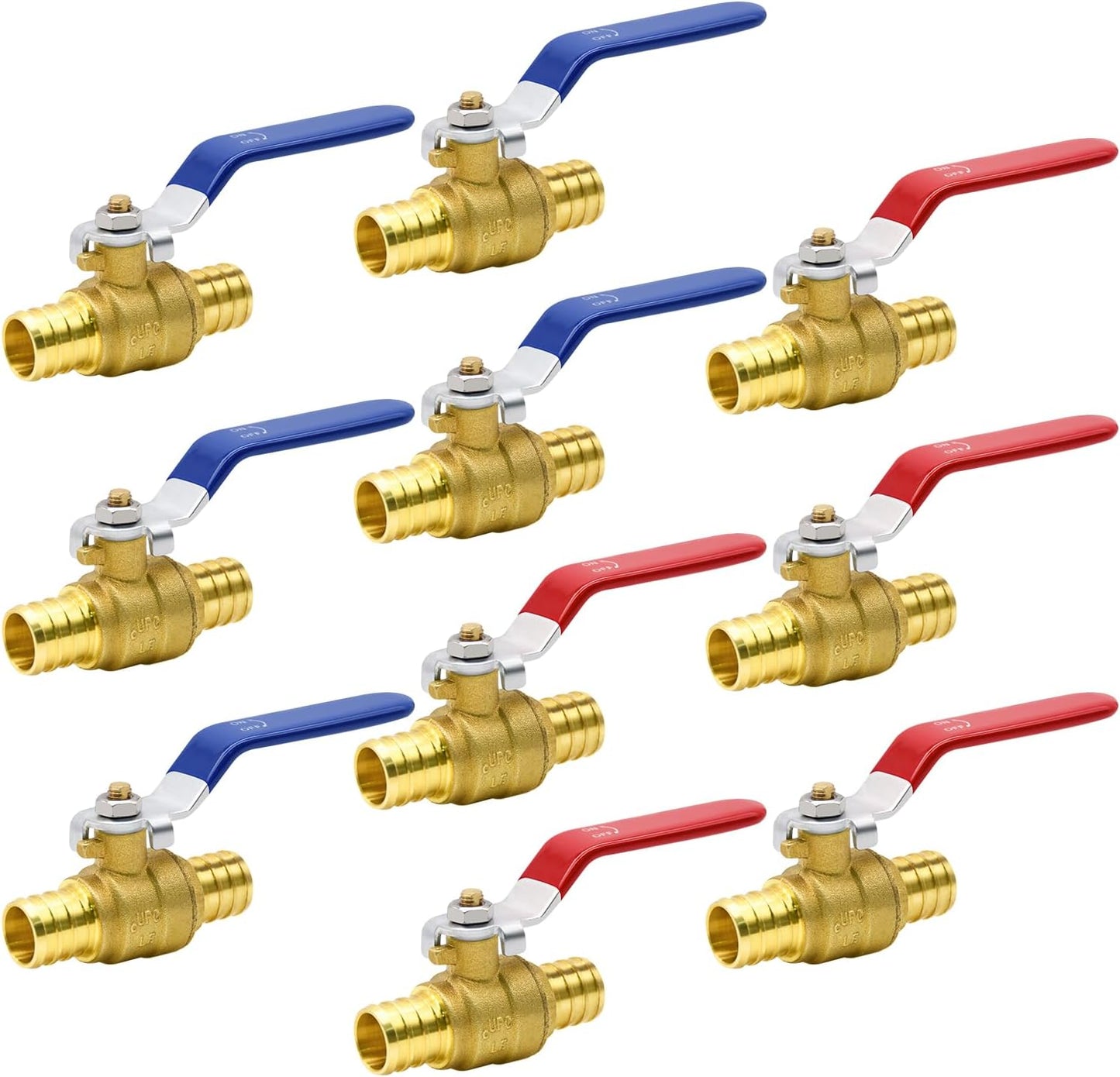 3/4 inch PEX brass shut off ball valve 10 pack — view 2