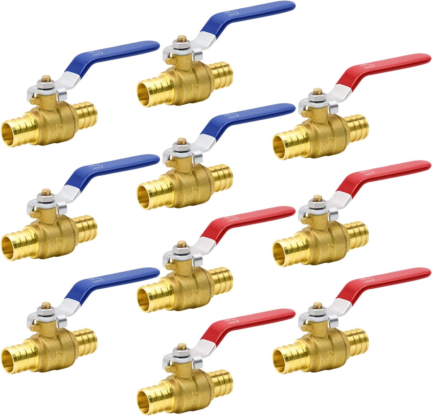 3/4 inch PEX brass shut off ball valve 10 pack — view 2