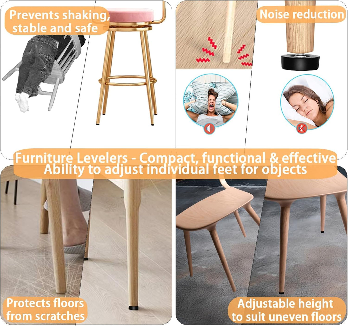 1/4 inch furniture levelling feet 12 pack — view 5