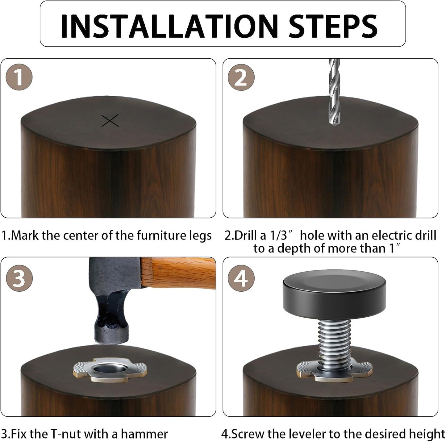 1/4 inch furniture levelling feet 12 pack — view 7