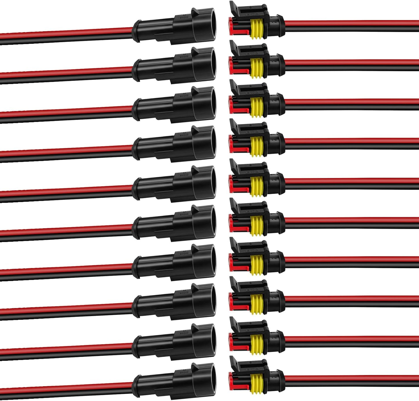 Car waterproof 2 pin electrical connector 10 pack — view 2