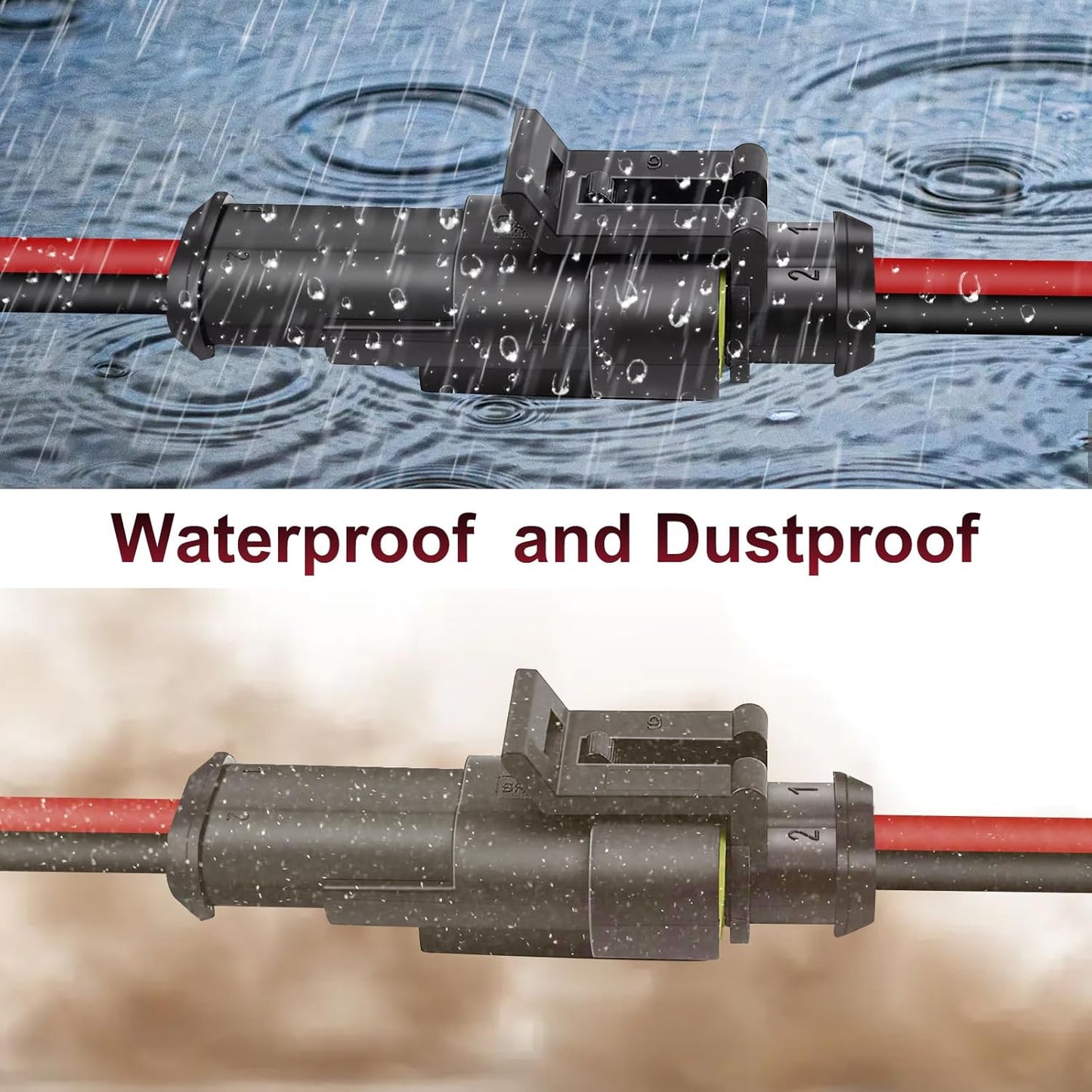 Car waterproof 2 pin electrical connector 10 pack — view 5