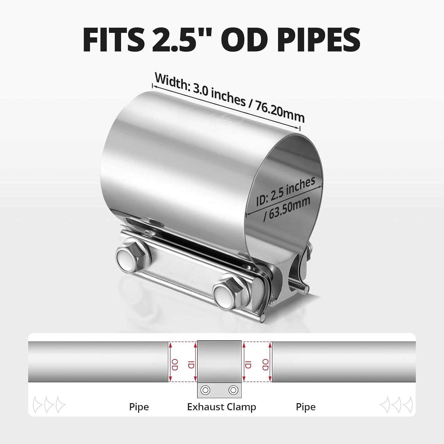 2.5 inch stainless steel exhaust band clamp — view 3