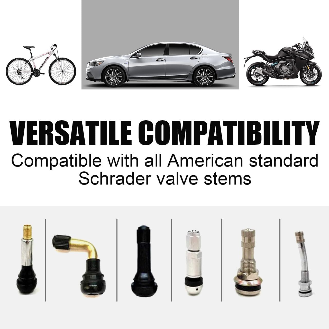 Metal tyre valve stem caps 5 pack silver — view 5