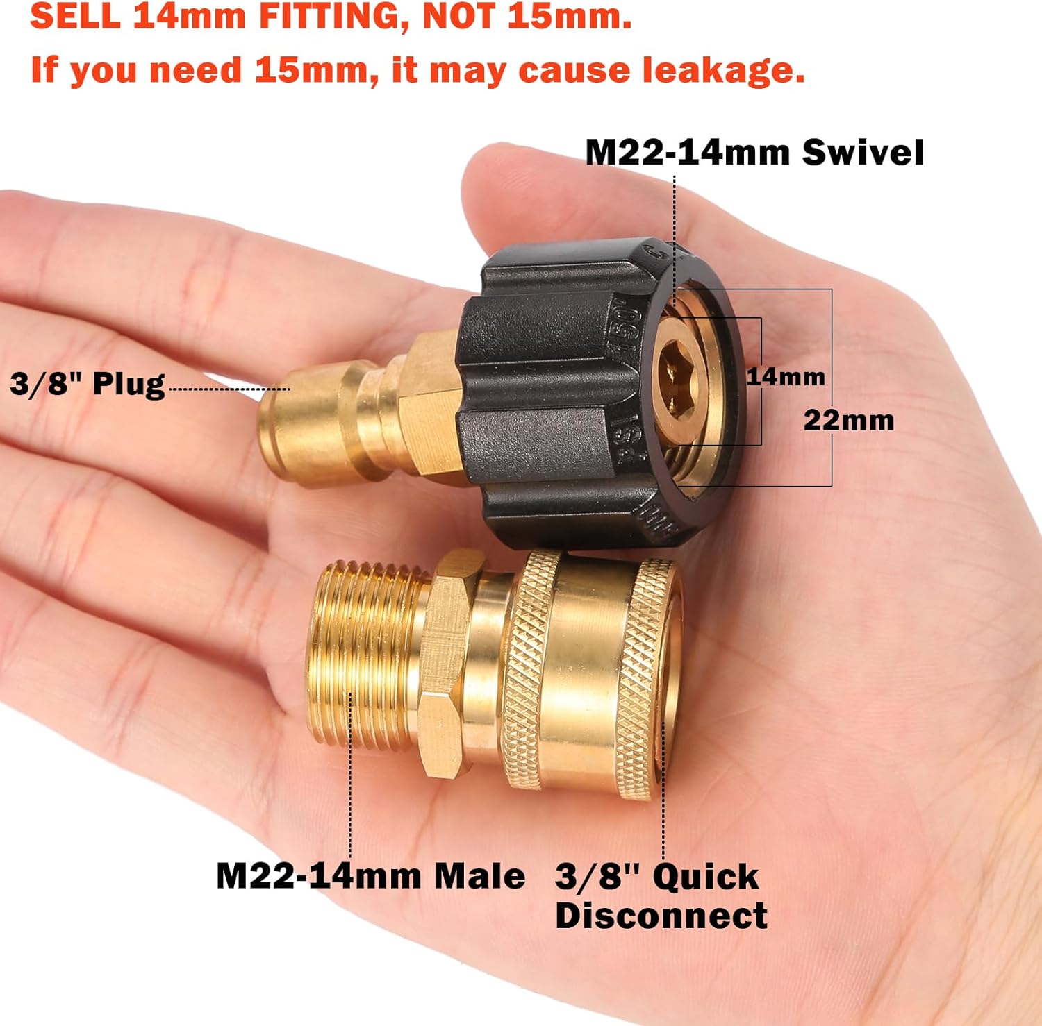 Pressure washer quick connect M22 2 pieces — view 3