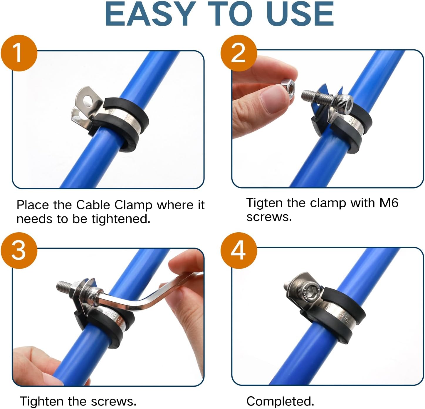 1/2 inch stainless steel cable clamp 25 pack — view 4