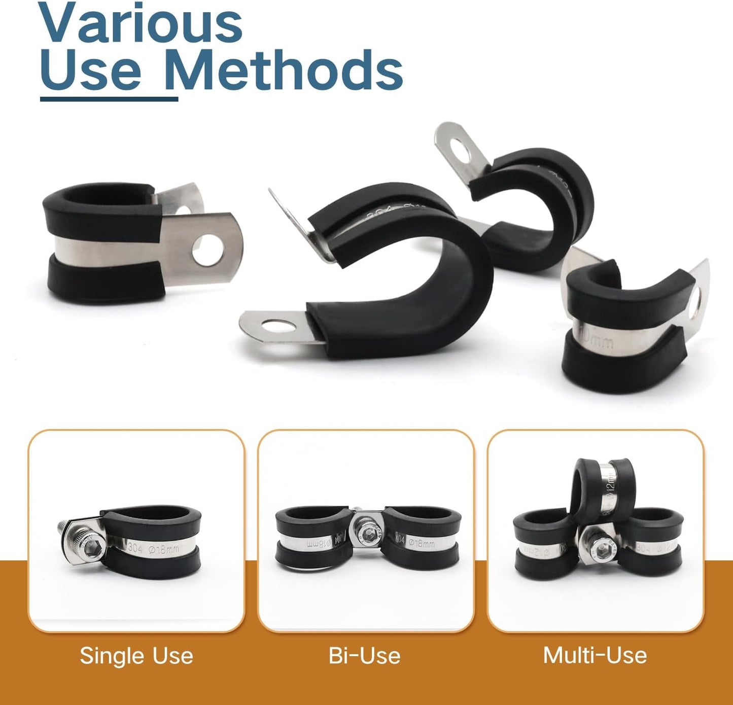 1/2 inch stainless steel cable clamp 25 pack — view 5