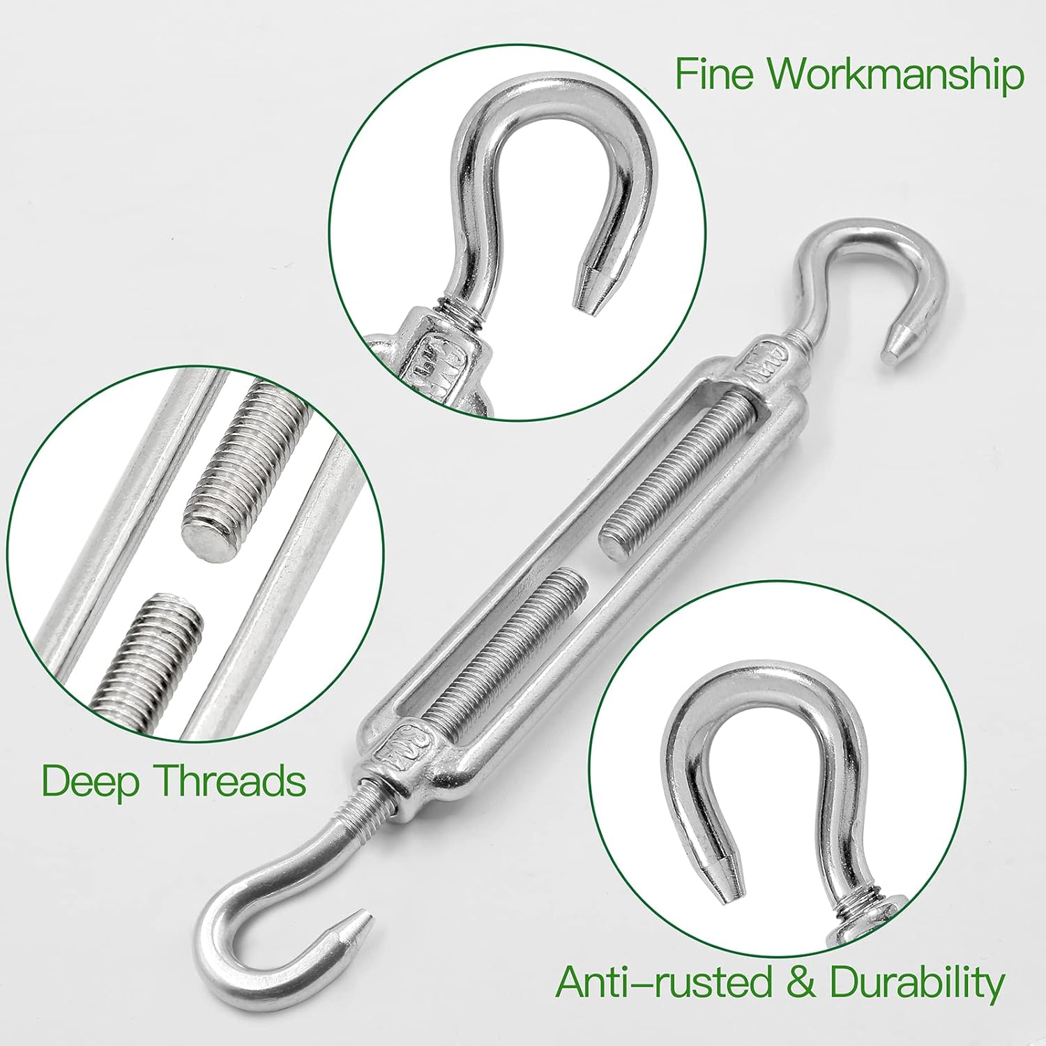 M6 hook and hook stainless steel turnbuckle 6 pack — view 3