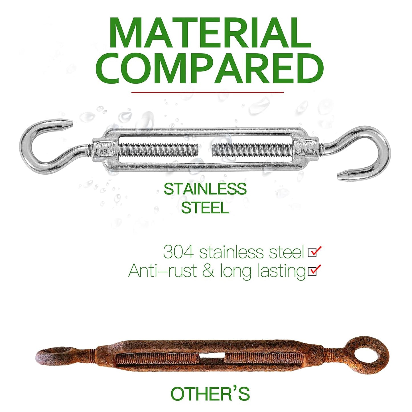 M6 hook and hook stainless steel turnbuckle 6 pack — view 4