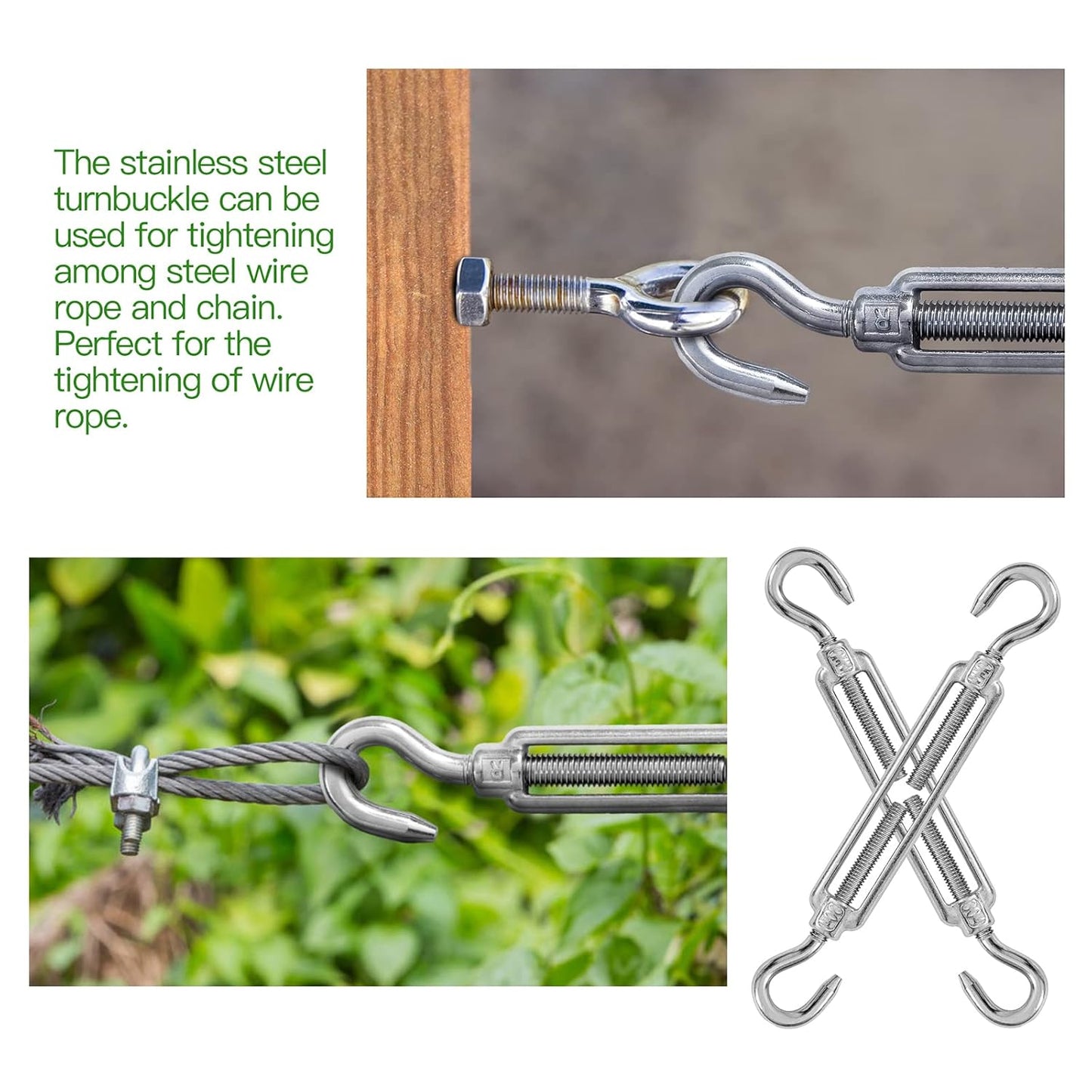 M6 hook and hook stainless steel turnbuckle 6 pack — view 7